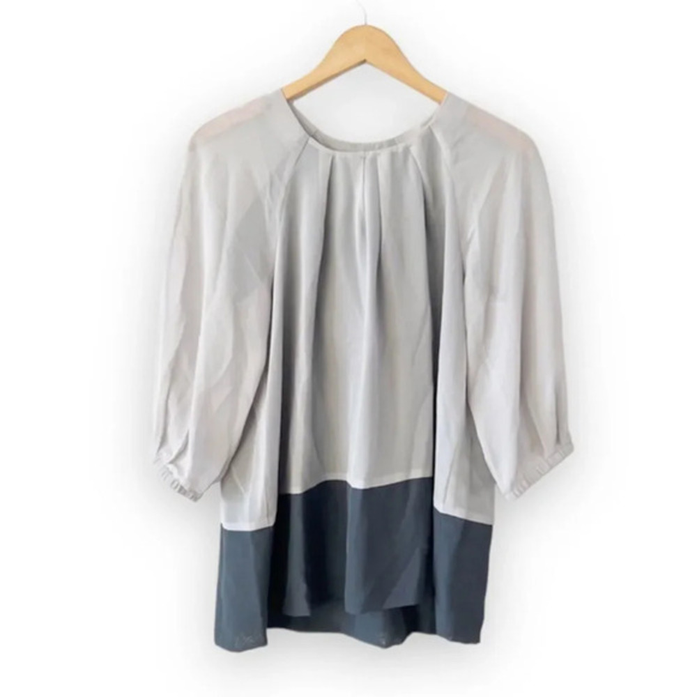 Simply Chloe Dao Gray Colorblock Flowy Popover Tunic Size S QVC Project Runway